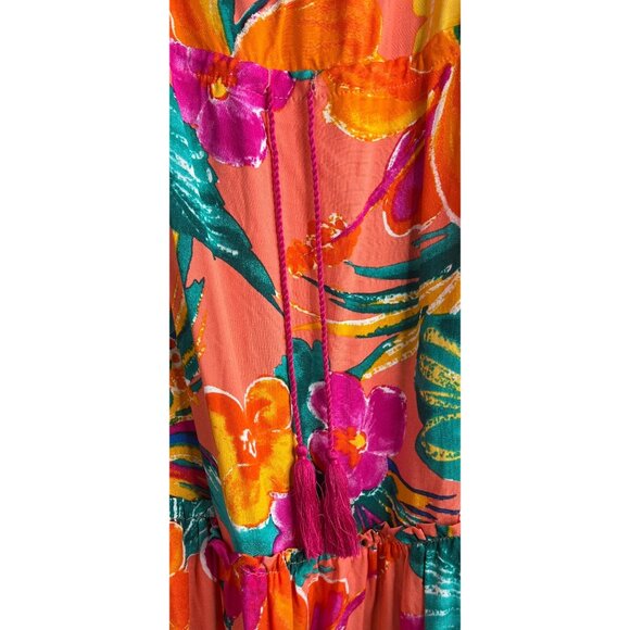 La Blanca Womens Off-The-Shoulder Floral Cover-Up Dress Hot Coral Size Large - Picture 8 of 11